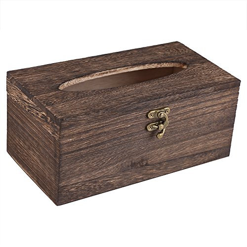 Garsent Tissue-Box aus Bambus, Vintage Holz Kosmetiktücher Box Kleenexbox für Zuhause Hotel Anwendung (Braun)(22x12x10)