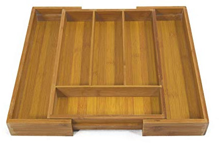 Bramley Power Extendable Expanding Adjustable Bamboo Wood Cutlery Tray Drawer