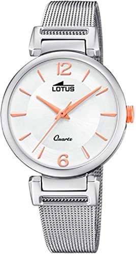 Lotus Damenuhr Analog aus Edelstahl 316l Silberfarben | Quarzwerk, Widerstandsfähiges Mineralglas, Wasserdicht 5 ATM, Special Prices 18646/1