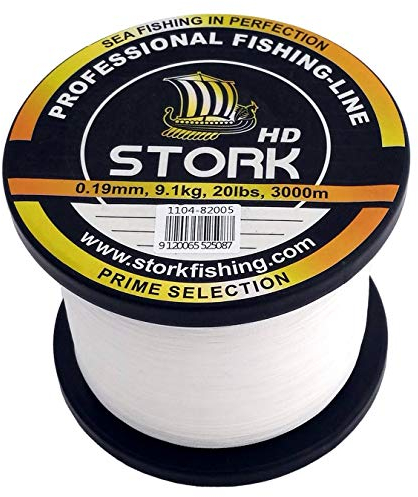 Stork HD, 4-Fach geflochtene Angelschnur 3000m (Weiß, 50 lbs / 22,7 kg / 0,34 mm)