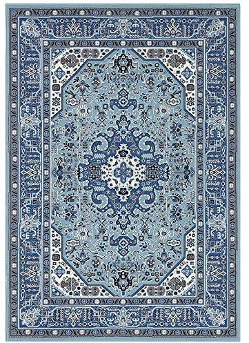Hanse Home Nouristan Mirkan Orient Teppich – Wohnzimmerteppich Orientalisch Kurzflor Vintage Orientalischer Teppich für Esszimmer, Wohnzimmer, Schlafzimmer – Himmelblau, 200x290cm