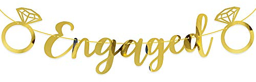 VINFUTUR Engaged Girlande Gold, Verlobung Banner zum Aufhängen, Hängende Dekorative Girlande Hochzeitsfoto Requisiten Hintergrund für Verlobung Feier Party Vorschlag