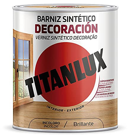 TITAN 25723 Barniz SINTÉTICO DECORACIÓN Brillante INCOLORO 750ml TITANLUX M10100034, Multicolor