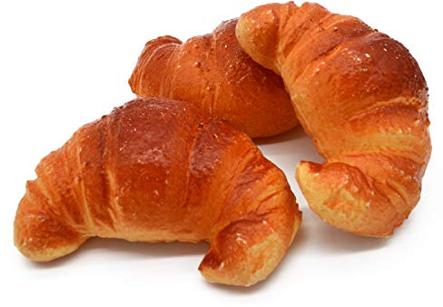 3 Deko-Croissants - Attrappe aus Kunststoff für Kaufladen Schaufenster Bäckerei Konditorrei Patisserie