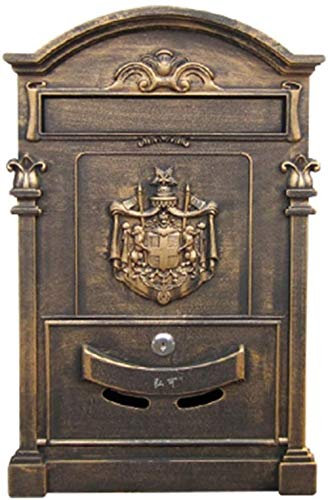 Briefkasten, Retro, Briefkasten, Wandaufhängung, Eisen mit Schloss, Briefkasten, Rost-Briefkasten, 30 x 9,5 x 46 cm, antikes Kupfer