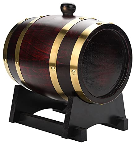 Barile in legno di quercia vintage, in legno di quercia, per vino, vino, vino, spirito, forniture per la casa (1,5 L)