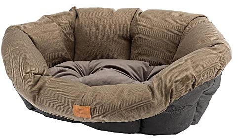 Ferplast Hundekissen, Hundebett und Katzenbett SOFA 'CUSHION 8 Kissen für Haustiere, gepolsterter Bezug, weiche waschbare Baumwollpolsterung, verstellbar mit Gummizug, 85 x 62 x h 28,5 cm braun