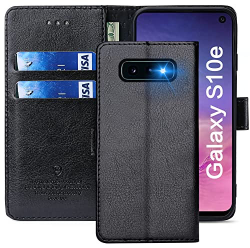 FMPCUON Hülle für Samsung Galaxy S10e 2019 Handyhülle [Standfunktion] [Kartenfach] [Magnetverschluss] Tasche Flip Case Schutzhülle lederhülle klapphülle für Samsung Galaxy S10e 2019 Schwarz
