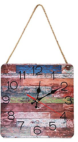 Orologio da Parete Sospeso con Corda, Orologio Silenzioso in Stile Industriale, Orologio da Parete Quadrato Decorativo, Facile da Installare, Adatto per Soggiorno, Camera da Letto, Studio, Ufficio, Ba