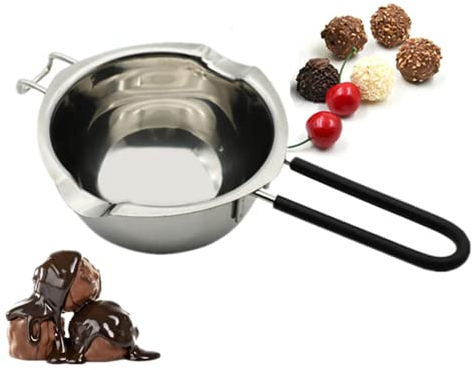 YYYFEI Double Boiler Insert,304 Stainless Steel Melting Pot,Double Boiler,400 ml/13oz Double Boilers Stainless Steel Melting Pot with Heat-Resistant Handle for Melting Milk Chocolate Butter