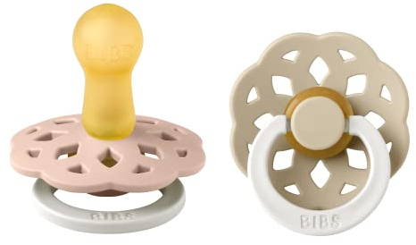 BIBS Boheme Glow Schnuller 2er-Pack. BPA-frei. Leuchtet im Dunkeln., Kirschform Nippel. Naturkautschuk/Latex, Hergestellt in Dänemark. 6-18 Monate (2er Pack), Blush Glow/Vanilla Glow