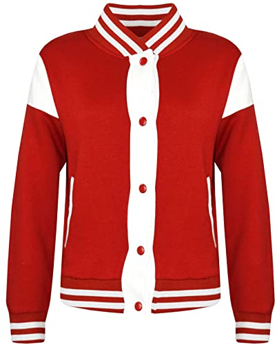 A2Z 4 Kids Baseball Kontrast Jacke Uni Stil Mantel B.B Stehkragen - B.B Plain Jacket 001 Red 9-10.
