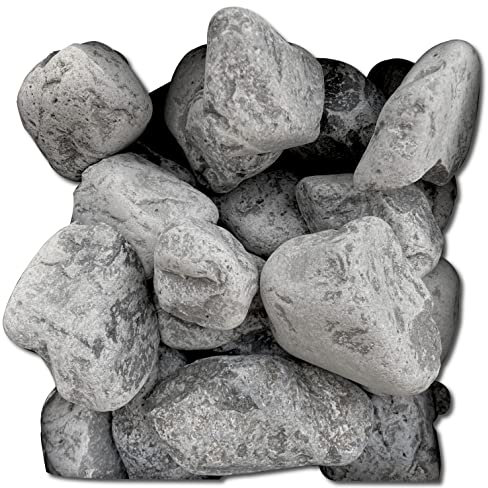 Ciottoli Sassi Decorativi Grigio Cenere per Giardino Vasi Aiuole e Vialetto Confezione 25kg (40-60mm)