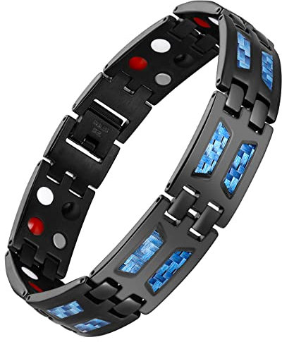 Jeracol Magnetarmband Herren,Titanstahl Magnet Armband Herren Gesundheit mit 4 Elementen für Arthritis Energetix mit Einstellwerkzeug und verstellbarem Verschluss