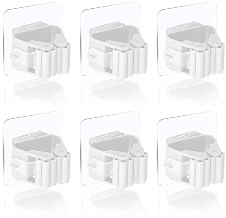 WENRENMK 6 Pezzi Porta Scope Parete, Appendi Scope a Muro, Portascope da Muro, Nessuna Foratura Richiesta, Adatto per Cucina, Bagno, Giardino, Garage