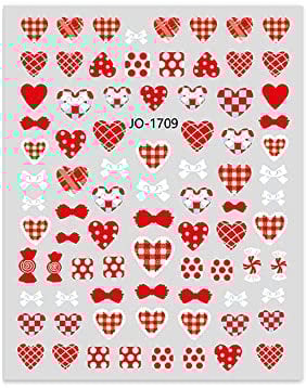 DIY Manicure Love Heart Flowers Nail Art Nail Stickers Pink Bow-knot Nail Decals Strawberry(2)