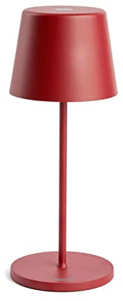 Pertrix LED Akku Gartentisch Leuchte Rot stufenlos dimmbar - IP65 Tisch Lampe ohne Kabel für In- & Outdoor, 2700-3000K, 280 mm hoch, runde Tischlampe Esstisch, moderne LED Tischlampe Outdoor