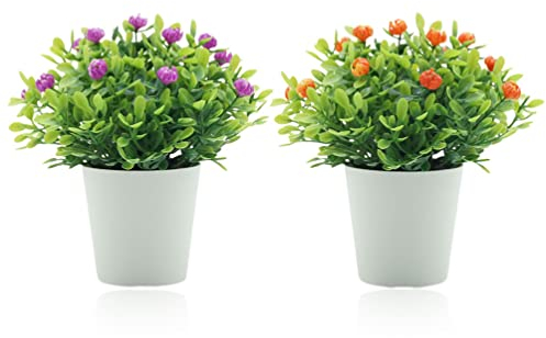 Happyyami 2 Stück Künstlicher Bonsai mit Täuschend Echten Imitationen aus PVC Eisen und Schaumstoff Pflegeleicht für Büro oder Wohnzimmerdekoration