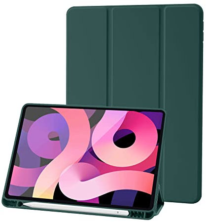 Custodia Compatibile con Cover iPad 9 8 7 Generazione (10.2 Pollici, 2021/2020/2019 Modello), Leggero Custodia Protettivo Supporto Pieghevole con Pencil Holder, Auto Svegliati/Sonno (Verde Pino)