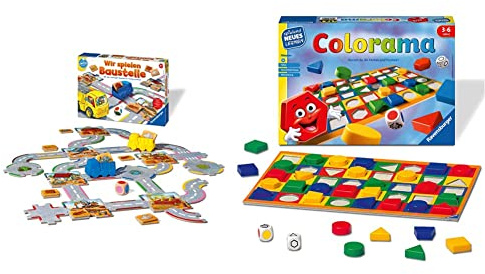 Ravensburger 24726 Wir Spielen Baustelle - BAU-und Zuordnungsspiel für die Kleinen & 24921 - Colorama - Zuordnungsspiel für die Kleinen - Spiel für Kinder ab 3 bis 6 Jahren