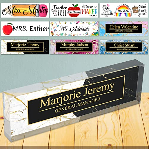Plaques nominatives pour le bureau Plaque nominative personnalisée pour le bureau Plaque nominative en verre acrylique transparent pour le bureau Décoration de bureau pour femmes hommes, 8 x2.5