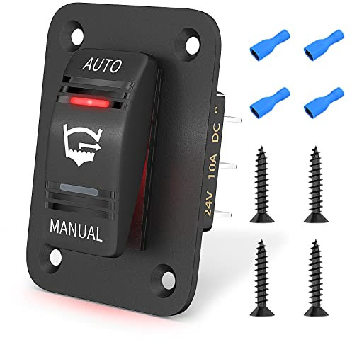Joinfworld Interrupteur à bascule 3 voies 20 A étanche 12 V 24 V 4 broches SPDT Auto/Off/Manuel avec lumière LED pour voitures, véhicules, bateaux, camions, camping-cars
