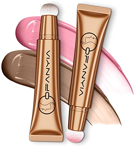Greyghost 2Pcs Contour Stick Flüssiges Rouge Set, Waterproof Liquid Face Contour Face Blush Stick, Silky Cream Contouring Stick, Matte Finish Concealer Rouge Pen