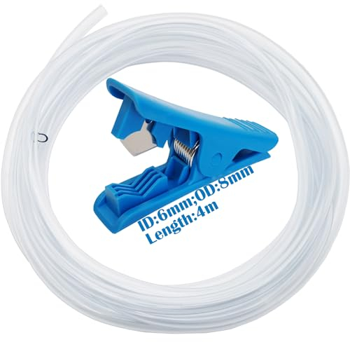 CESFONJER Tubo PVC, Tubo Transparente Flexible, 6mm (diámetro Interior) x 8mm (diámetro Exterior), Manguera Transparente, Con 1 cortador de tubos (4 Metros)