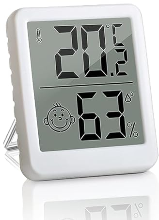 Molczov Thermomètre hygromètre numérique, lot de 1 thermomètres d'intérieur, mini moniteur de température et d'humidité pour chambre, haute précision pour serre, reptile, humidors, cave, bureau.