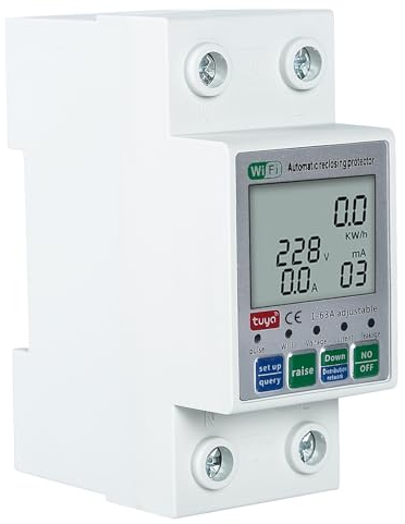DEWIN Misuratore di Consumo Elettrico WiFi,63A 220V Misuratore Corrente WiFi Regolabile Protezione da Sovratensione e Sottotensione Tuya WiFi