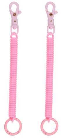 PATIKIL Retractable Coil Springs Keychain, 2 Pack Anti-lost Key Chain Holder Lanyard Cord with Metal Lobster Clasp Keyring for Keys Wallet, Pink