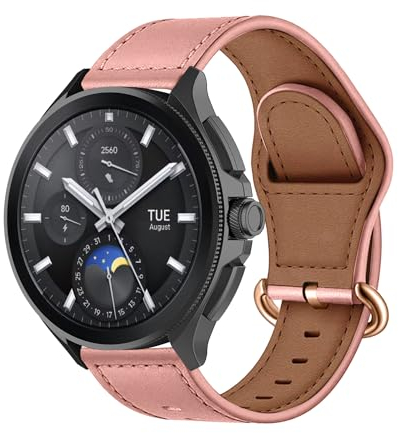MiRowy 22mm Correas de Cuero para Xiaomi Watch S4/S4 Sport/S3/Pro/2/2 Pro/Mi S1/S1 Active, Repuesto para Redmi Watch 5 Active/5 Lite - Rosa
