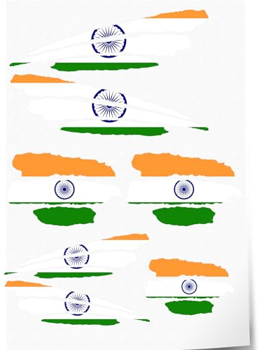 Indigos UG Aufkleber Indien - 7 Autoaufkleber - Flagge - Fahne mit 3 Streifen - selbstklebende Fahnen für Heckscheibe, Modellbau, Sport, Motorrad, Auto, Tuning, Fenster, Kofferraum