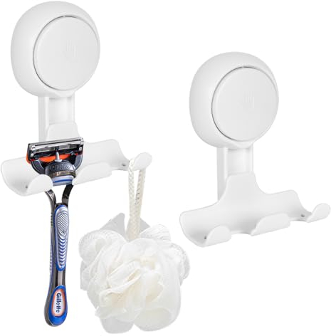 Cleminsta 2 Porta rasoi per doccia,Ganci a Ventosa per Doccia,Supporto per Rasoio a Ventosa,Ganci Impermeabili per Bagno,Porta Rasoio Doccia Ventosa Senza Foratura