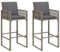 vidaXL Garten Barhocker 2 STK., Barstuhl mit Kissen Stahlrahmen, Gartenstuhl mit Armlehnen, Tresenhocker Bistrohocker Tresenstuhl, Grau Poly Rattan