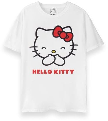 Hello Kitty T-Shirt Femme | T-Shirt Graphique à Manches Courtes Chaton Classique pour Femme en Blanc | Haut Mignon de vêtements de Chat Coupe décontractée | Cadeau de Marchandise de vêtements