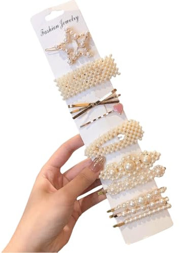 FKWKUW Haarspangen mit Perlen, 10 Stück, kleine und elegante Perlen, Haar-Accessoires für Mädchen und Haarnadeln, Hochzeitsdekoration