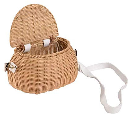 Fahrradkorb klein - Fahrradkorb vorne aus Weide, Korb für Kinder Dreirad | handgeflochtener Rucksack mit Deckel und Schultergurt, Korb aus Rattan für Lenker vorne für Korb