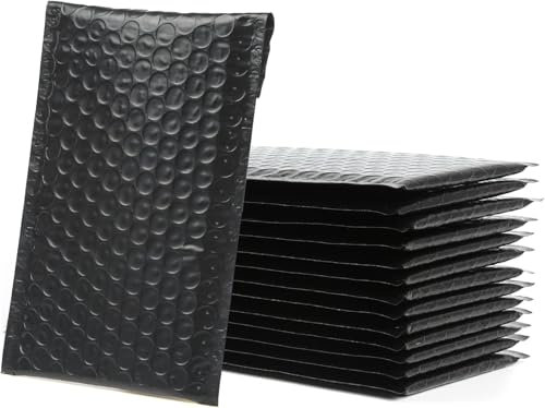 SULOLI 24pcs Sac à Bulles en Polyéthylène Remplissage Enveloppe Étanche 11x15cm Enveloppes Bulles Matelassée pour Emballage Expédition Auto-Scellant (Noir)