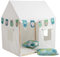howa Kinderzelt Indoor Spielzelt Kinder Spielhaus mit Girlande, 2 Kissenbezügen, mit Rutschfester Bodenmatte, 3 Fenstern, Creme-Weiß, aus Baumwolle, Maße 80x110x125 cm 85153