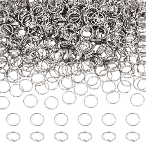 UNICRAFTALE 500pcs Anneaux de Saut Fendu Acier Inoxydable 10mm Double Boucle Mini Porte Clés Petits Anneaux Métalliques Connecteurs pour Porte Clés Bijoux Colliers Bracelets Boucles D'Oreilles