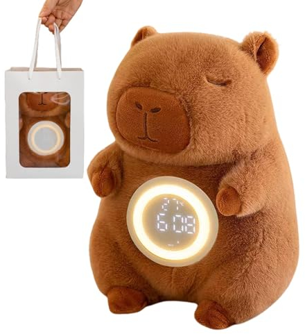 Generisch Plüschwecker | Leuchtender Wecker | Capybara Nachtlicht | Kleine Weckerlampe | Süßes Capybara Nachtlicht | Tisch-Digitalwecker, Tischlampe Für Teenager Und Kleinkinder
