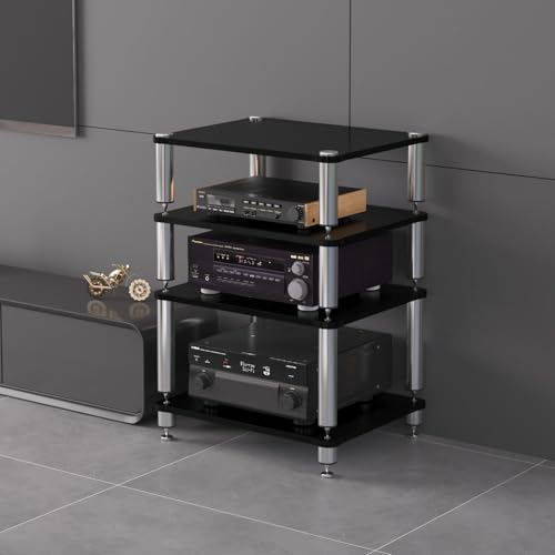 BAYTEWJX Multifunktionales Ablageregal Beistelltisch Plattenspieler Schallplattenständer TV Rack HiFi Regal Audio Schrank Stabil Haushaltsregal für Wohnzimmer Schlafzimmer Büro.(Wit,60x48x40cm)