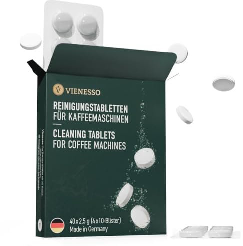 Reinigungstabletten Kaffeevollautomaten (40x2,5g) - Hochwirksame Reinigungstabs für alle Kaffeemaschinen z.B. De’Longhi, Siemens, Krups, Melitta I umweltfreundlicher Reiniger und Kaffeefettlöser
