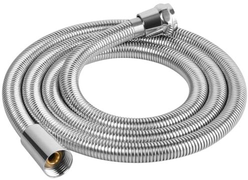 OSDUE Flexible de Douche Universel, 1.5M 304 Chromé Tuyau de Douche Anti-Torsion et Anti-Pliure, Tuyau Douche de Remplacement Accessoires Salle de Bains Adaptable à Toutes les Douchettes