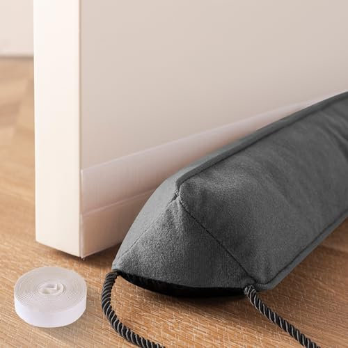 Joypea 152,4 cm Tür-Zugluftstopper für die Unterseite der Tür, Lückenfüller unter der Tür mit abnehmbarer Abdeckung bis zu 7,6 cm, beschwerte Unterseite der Türsperre für Lärm, Luft, Wind und Licht,