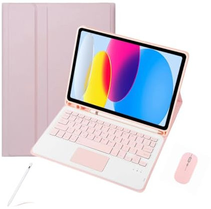 Funda Teclado para iPad Mini 6 TH Generation 2021 8.3 Pulgadas con ratón, Slim Smart Cover con Teclado táctil Bluetooth inalámbrico Desmontable magnéticamente con lápiz(Pink)