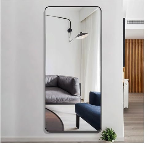 KPA Inventar Spiegel groß 80x200 cm | Großer Spiegel mit Schwarzem Rahmen | Ganzkörperspiegel horizontal oder vertikal gehängt | Wandspiegel mit CRI-Index von über 80