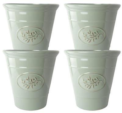 Classic Olive Plastic Planter for Gardening – Outdoor & Indoor Flowers Pot with Glossy Finish | Weatherproof Plant Pot with Drainage Holes – Flower Pots for Gardens & Balconies (Green, 30cm-Pack 4)