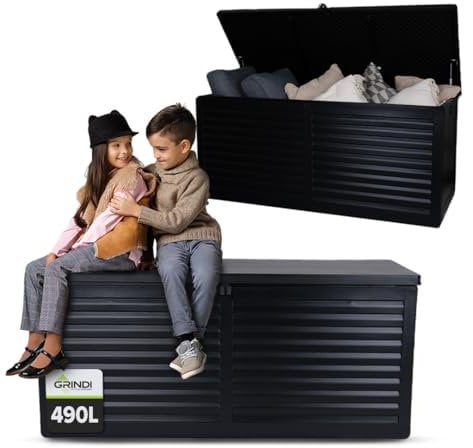 Grindi - Aufbewahrungsbox mit Deckel - Auflagenbox Columba - Gartenbox - Kissenbox 490 L - Outdoor Schrank - Paketbox - Sitzbank mit Stauraum - Gartenhaus - Geräteschuppen - Truhe mit Deckel